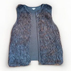 Xhilaration Boho Faux Fur Vest - Charcoal Gray - Large